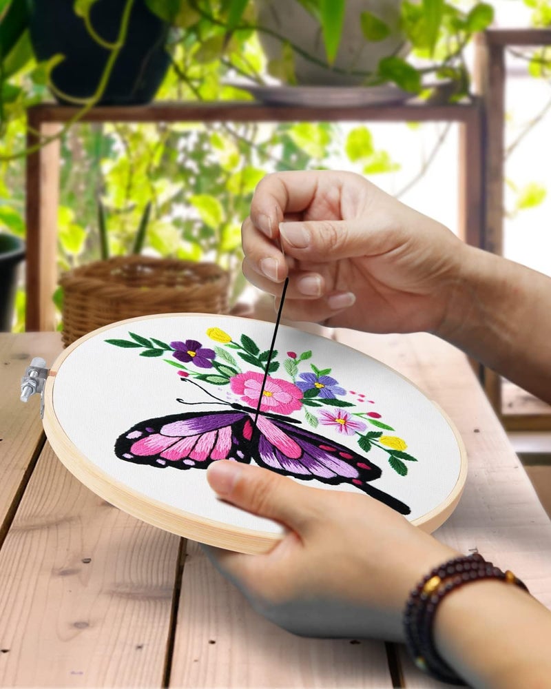 TINDTOP 16 Pieces 8 Inch Embroidery Hoops, Bamboo Frame Circle Cross Stitch Hoop Ring Embroidery Hoops Set for Embroidery and Cross Stitch - Image 4